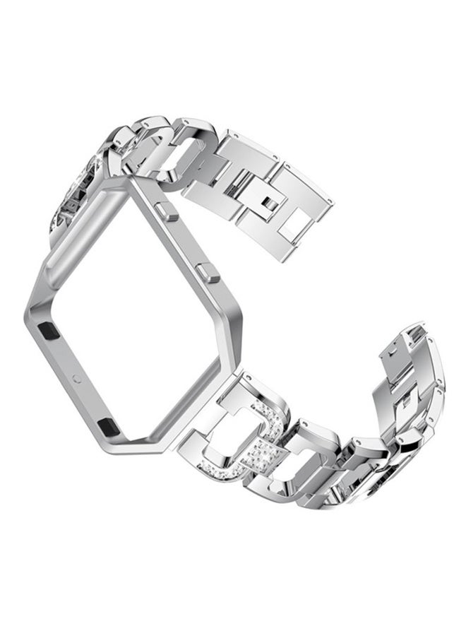 Voberry Replacement Band Strap With Frame For Fitbit Blaze Silver - Image 2