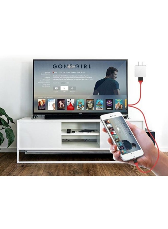 MARGOUN 2 In One  HDMI Adapter Cable For Apple iPhone XR Red/Black - Image 4