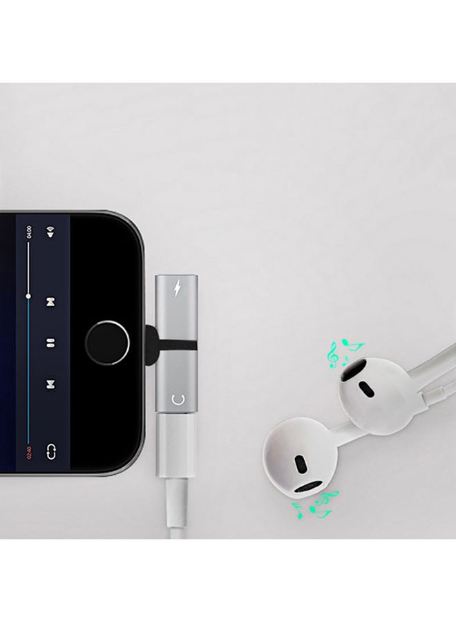 كول بيبي محوّل سماعات 2 في 1لجهاز أبل آيفون X/ XR/ XS ماكس/ 7 بلس/ 8 بلس فضي - Image 3