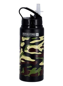 Royalford Royalford RF9361BK 600ml Alum. Sports Water Bottle - Reusable Water Bottle Wide Mouth with Hanging Clip | Sports Bottle | Perfect while Travelling, Camping, Trekking & More Black/Yellow  - Image 1