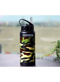 Royalford Royalford RF9361BK 600ml Alum. Sports Water Bottle - Reusable Water Bottle Wide Mouth with Hanging Clip | Sports Bottle | Perfect while Travelling, Camping, Trekking & More Black/Yellow  - Image 2