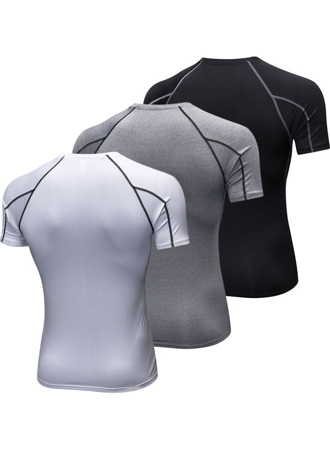 Generic 3-Piece Pro Skinny Short Sleeves T-Shirts Set  - Image 4