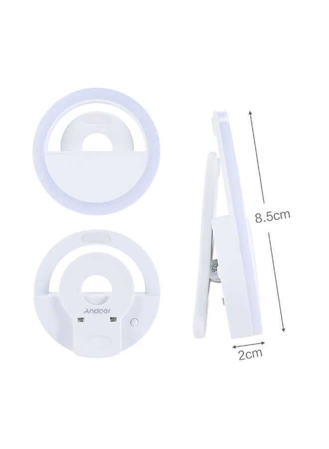 ANDOER Portable Mini Clip-on  LED Selfie Ring Light White  - Image 3