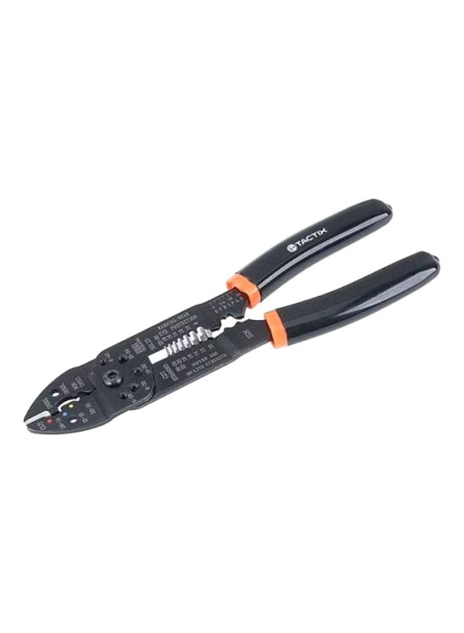Tactix - Professional 8.5 Inch (215Mm) Wire Stripper/Wire Crimping Tool, Wire Cutter, Bolt Cutter, Wire Crimper, Cable Stripper, Wiring Tools And Multi-Function Hand Tool- 401009 Black/Orange 8.5inch - Image 1