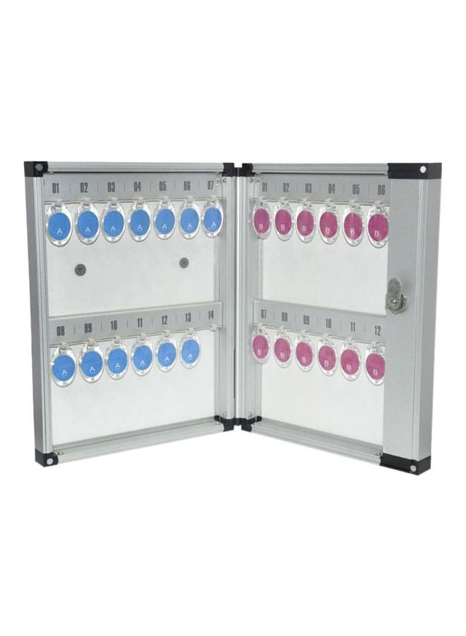 FIS Aluminium Key Box For 26 Keys Silver/Black/Blue 247x58x311mm - Image 1