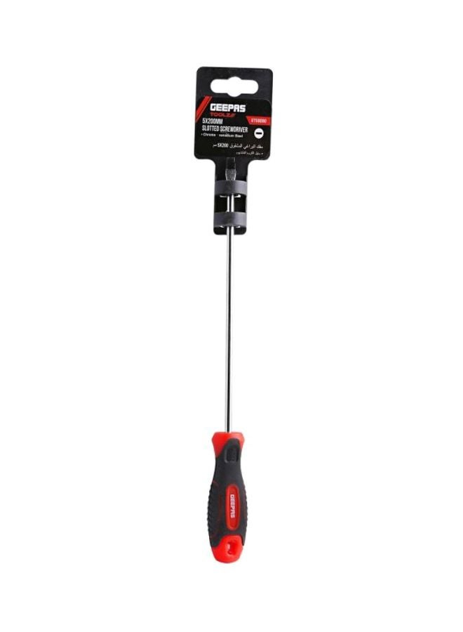 GEEPAS Precision Screwdriver - Slotted Screwdriver with Soft Grip Rubber Insulated Ergonomic Handle - CR-V Build, Magnetic Tip and Hanging Hole for Easy Carry - Bicolored - (SL 5x200mm) Silver/Black/Red 5x200mm  - Image 2