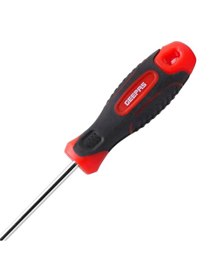 GEEPAS Precision Screwdriver - Slotted Screwdriver with Soft Grip Rubber Insulated Ergonomic Handle - CR-V Build, Magnetic Tip and Hanging Hole for Easy Carry - Bicolored - (SL 5x200mm) Silver/Black/Red 5x200mm  - Image 3