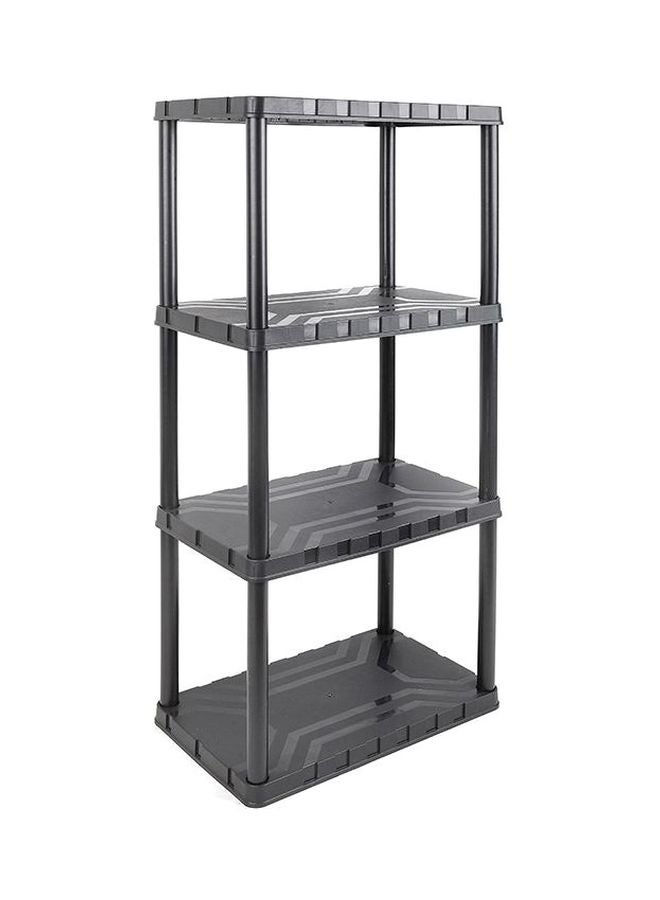 Tactix - 4-Tier Heavy Duty Plastic Shelving Unit, 49 Inches Tall, 30Kg Per Shelf, Modular Garage Rack Storage Organizer, For Home Basement Laundry, Black, Size: 56W X 35.6D X 126.2H Cm- 320400 Black 56 x 35.6 x 126.2cm - Image 1