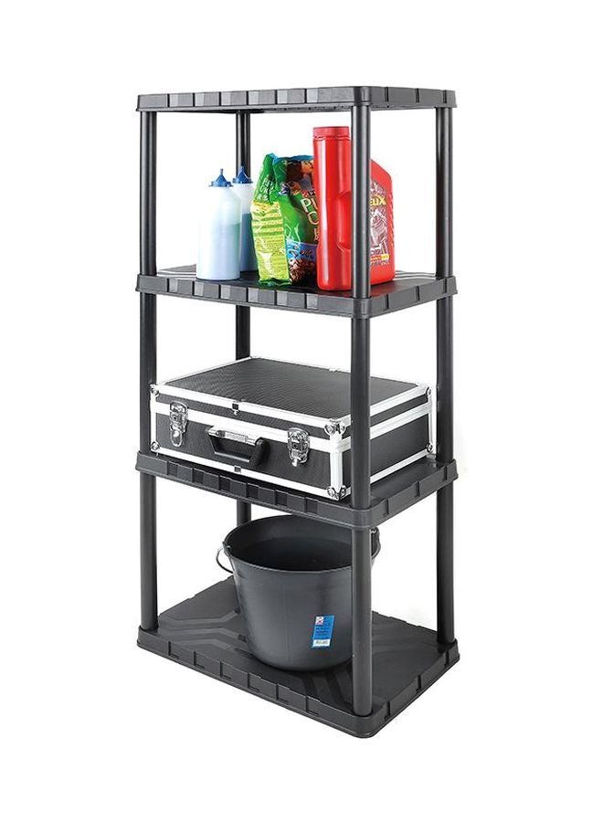 Tactix - 4-Tier Heavy Duty Plastic Shelving Unit, 49 Inches Tall, 30Kg Per Shelf, Modular Garage Rack Storage Organizer, For Home Basement Laundry, Black, Size: 56W X 35.6D X 126.2H Cm- 320400 Black 56 x 35.6 x 126.2cm - Image 1