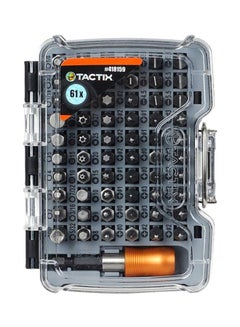 Tactix 61-Pieces Screwdriver Bit Set, S2 Steel Bits, Includes Slotted, Phillips, Pozidriv, Torx, Torx Tamper, And Hex Bits With 1/4" Adapter, And Quick Chuck Magnetic Bit Extension- 418159 Multicolour 9x3.5x12cm  - Image 2