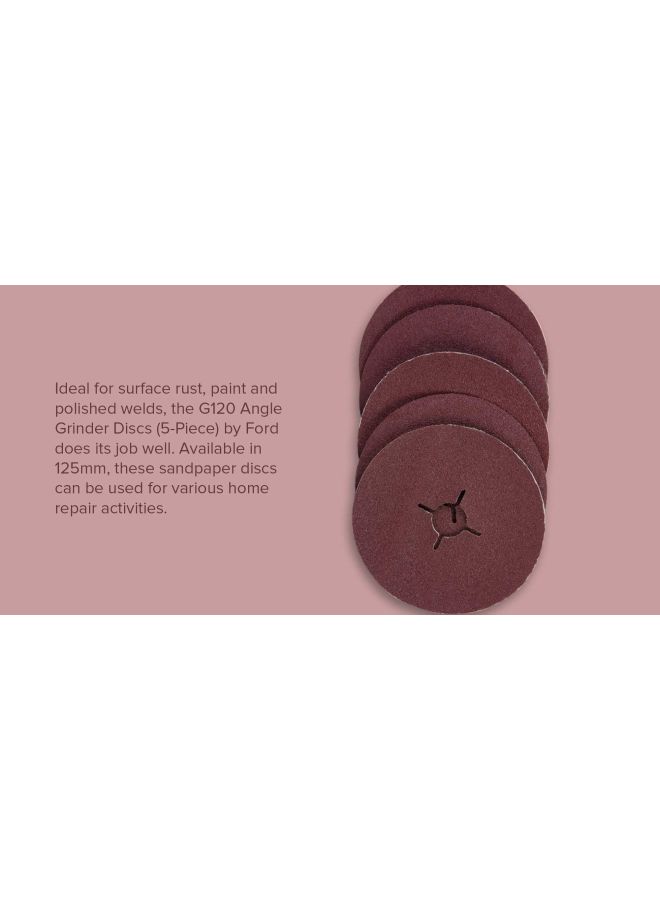 Ford 5-Piece G120 Angle Grinder Sandpaper Red - Image 2