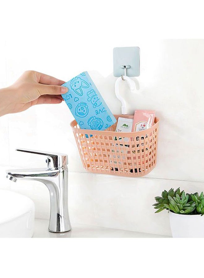 بيوينتي سلة تخزين يمكن تعليقها مناسبة للحمام وردي/أبيض 18x9.5x10.3سم - Image 2