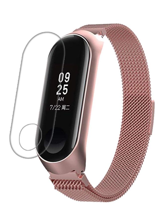 Voberry Replacement Band With Screen Protector For Xiaomi Mi Band 3 Pink  - Image 3