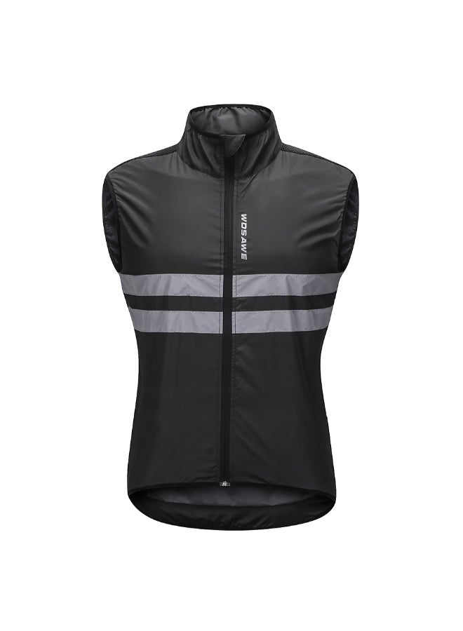 Generic Wosawe Sleeveless Breathable MTB Bike Riding Sport Jacket Black/White  - Image 1
