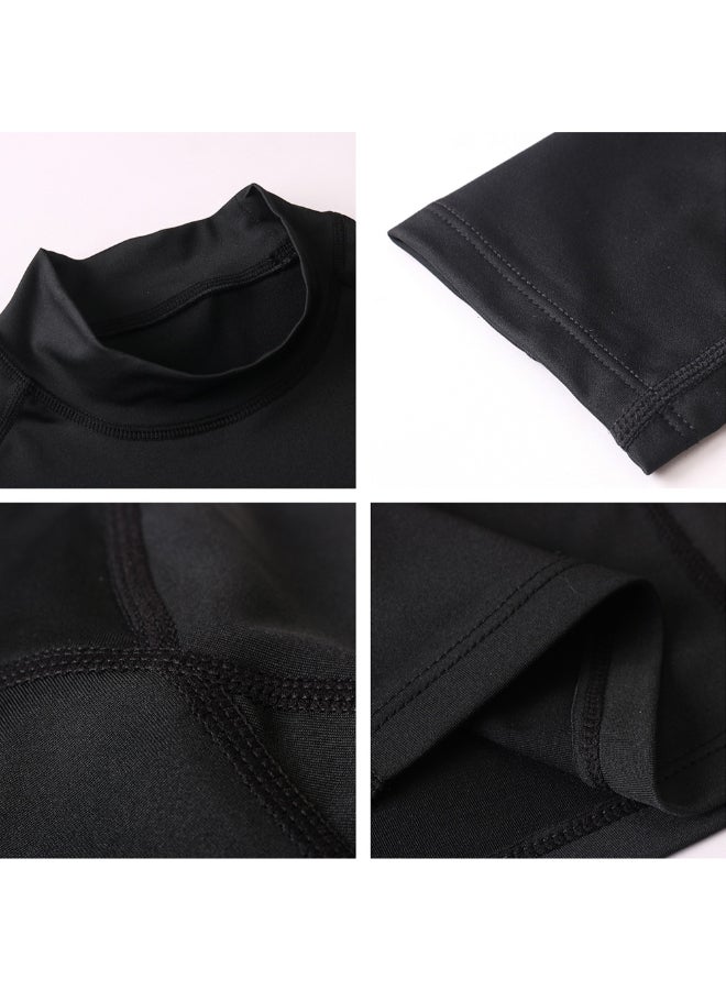 Quick Dry Long Sleeved Turtle Neck Sportswear T Shirt Black - Image 2