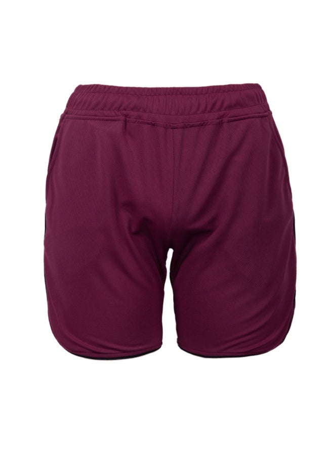 Elastic Waist Side Pocket Sportswear Shorts Purple/Black - Image 1