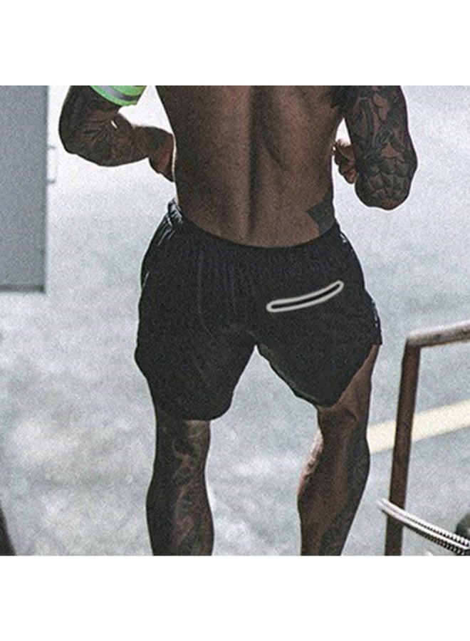 2-In-1 Compression Quick Dry Side Pocket Sportswear Shorts Black  - Image 3