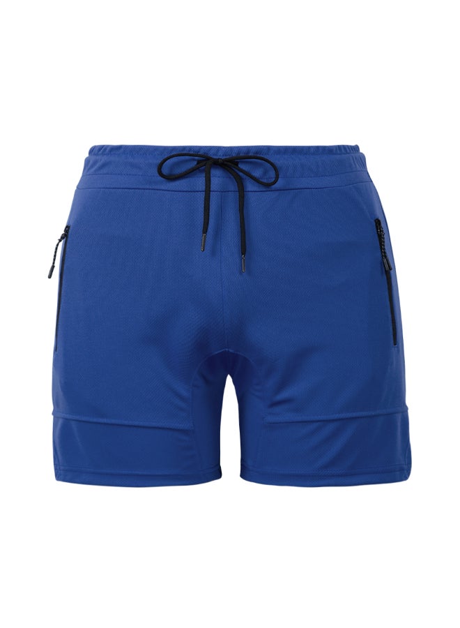Elastic Waist Side Pocket Sportswear Shorts Royal Blue  - Image 2