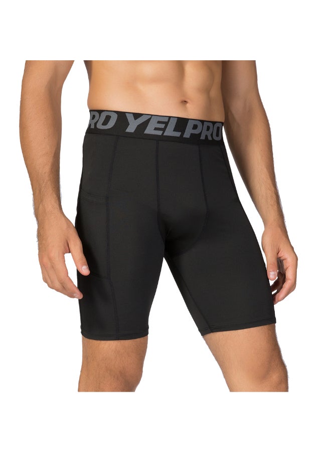 3-Piece Compression Side Pocket Workout Shorts Set Blue/Grey/Black - Image 2
