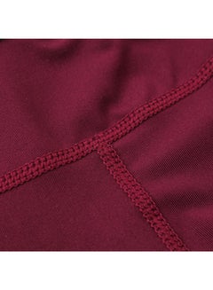 Generic 3-Piece Compression Quick Dry Zipper Pocket Workout Leggings Set White/Dark Blue/Burgundy  - Image 3