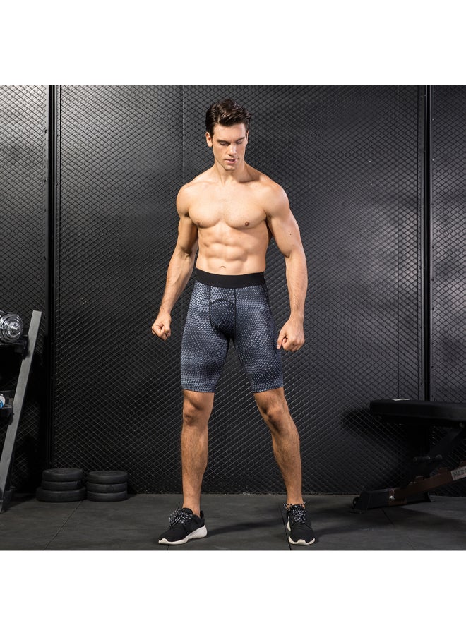 3-Piece Compression Quick Drying Workout Shorts Set Dark Grey/Black/White - Image 2