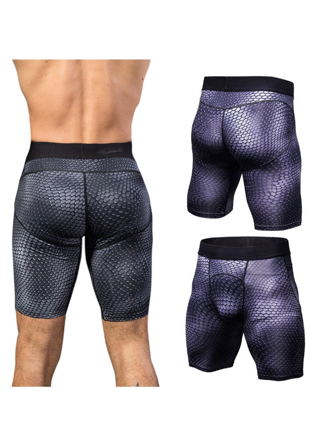 3-Piece Compression Quick Drying Workout Shorts Set Dark Grey/Black/White - Image 3