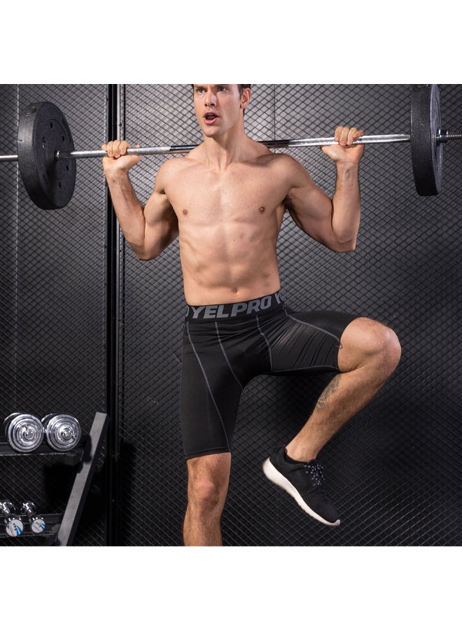 3-Piece Compression Quick Drying Workout Shorts Set Dark black - Image 2