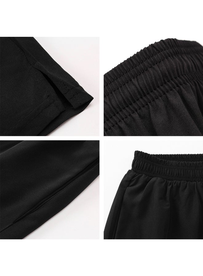 Quick Drying Elastic Waist Side Pocket Sportswear Shorts Black - Image 3