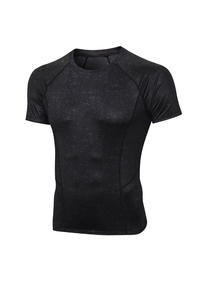 Quick Dry Elastic Sportswear T-Shirt Black  - Image 1