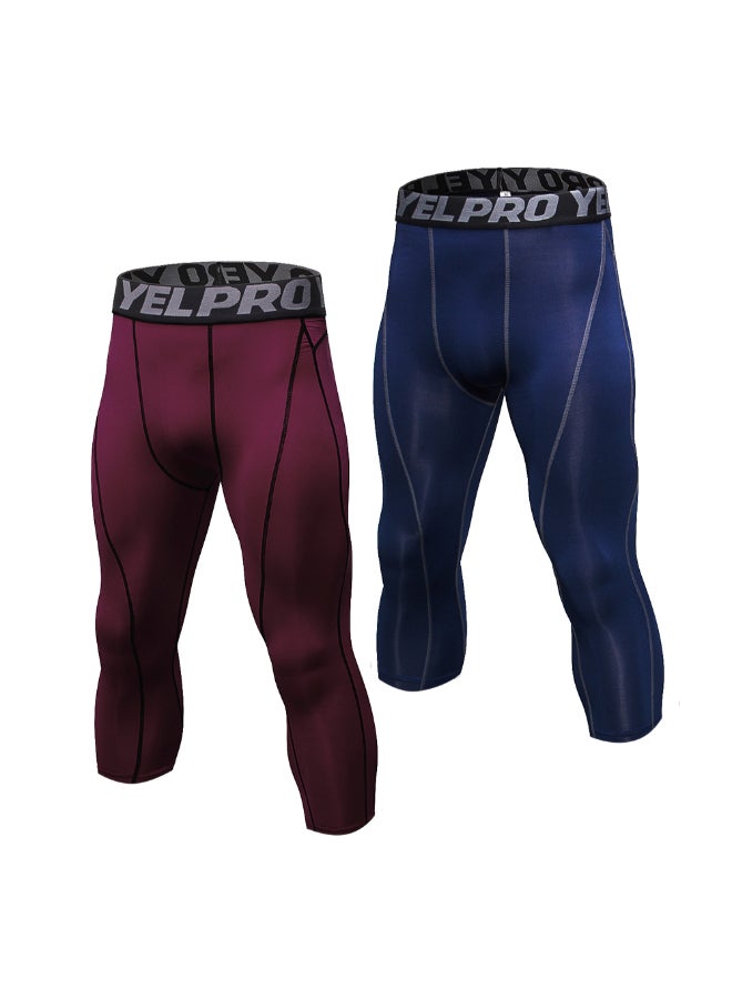 2-Piece Quick Dry Stretchable Bodycon Workout Leggings Set Multicolour - Image 1