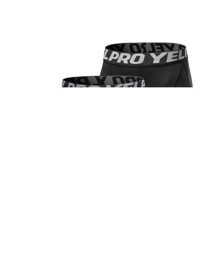 3-Piece Compression Quick Drying Workout Shorts Set Black/Grey/White - Image 1