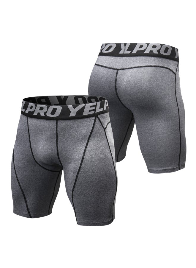 3-Piece Compression Quick Drying Workout Shorts Set Black/Grey/White - Image 2
