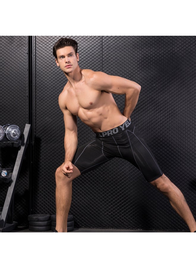 3-Piece Compression Quick Drying Workout Shorts Set Black/Grey/White - Image 5