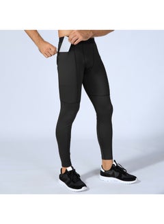 Generic 3-Piece Compression Quick Dry Zipper Pocket Workout Leggings Set Dark Blue/Grey/Black  - Image 2