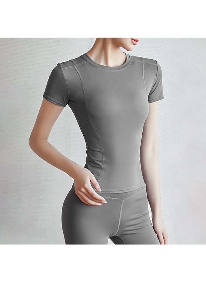 Compression Stretchy Sportswear T-Shirt Grey - Image 1