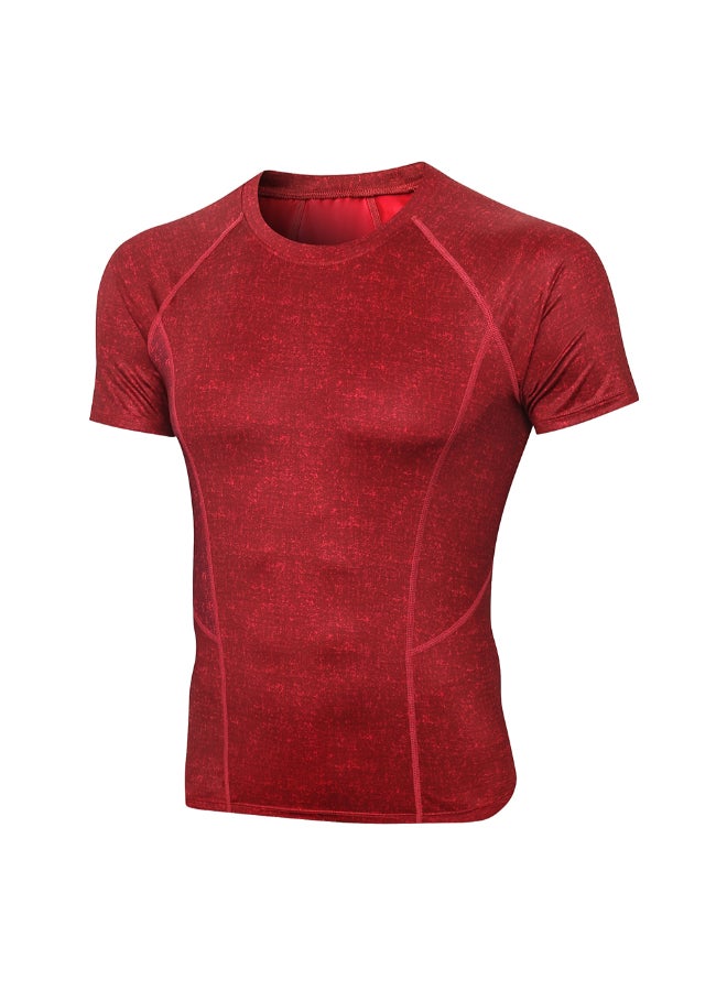 Quick Dry Elastic Sportswear T-Shirt Red  - Image 1