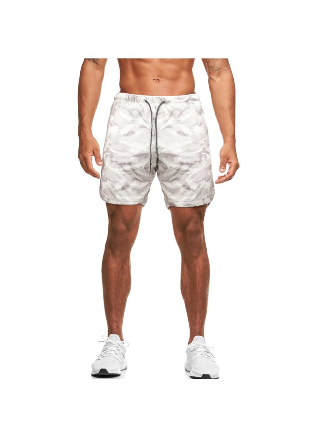 Summer Seasonal Side Pocket Sportswear Shorts White/Grey  - Image 1