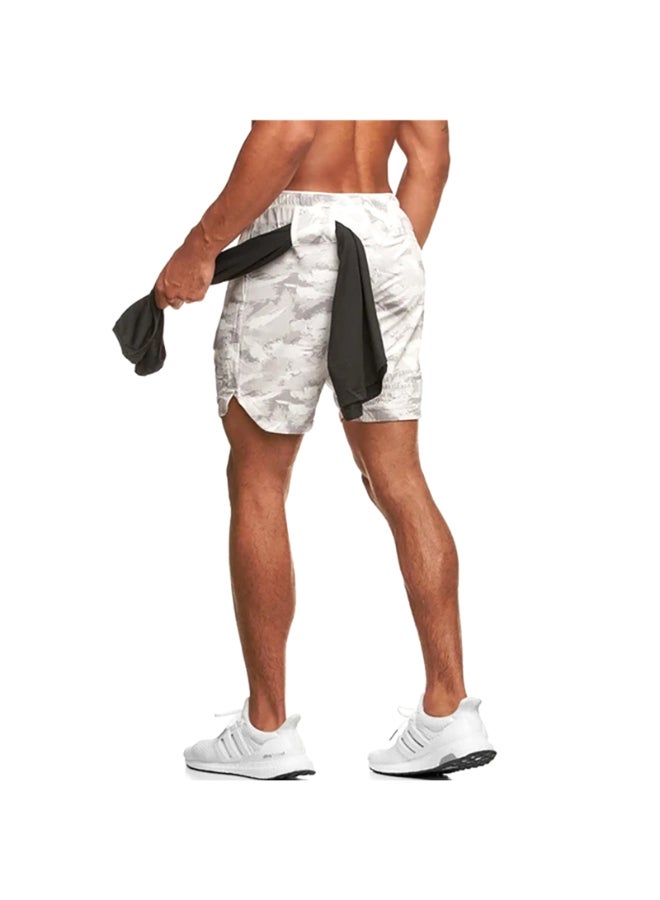 Summer Seasonal Side Pocket Sportswear Shorts White/Grey  - Image 3
