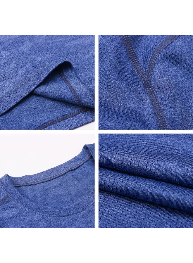 Camouflage Quick Dry Elastic Sportswear T-Shirt Blue  - Image 2