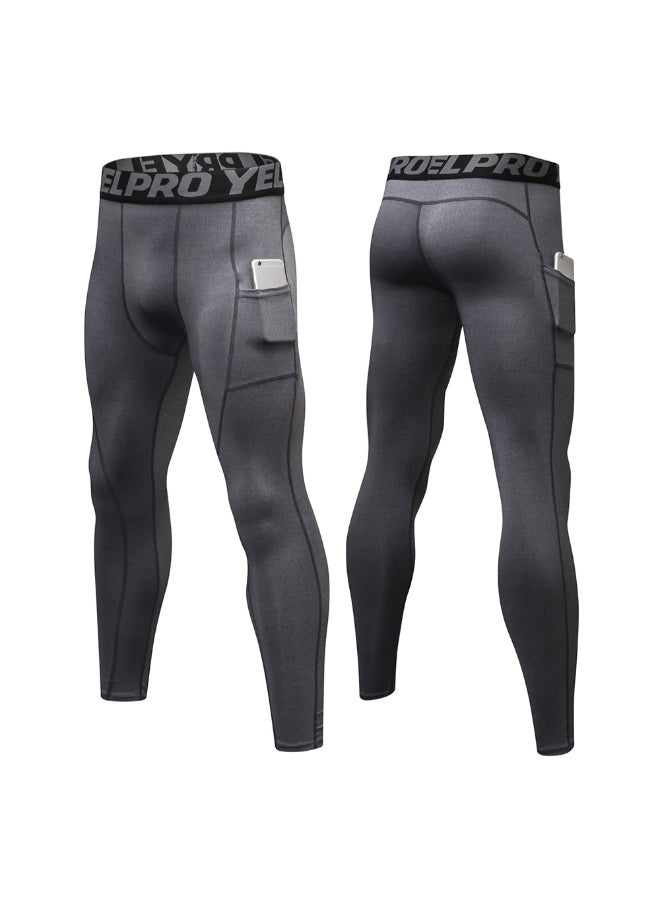 3-Piece Quick Dry Compression Sportswear Leggings Black/Grey/Dark Blue  - Image 2