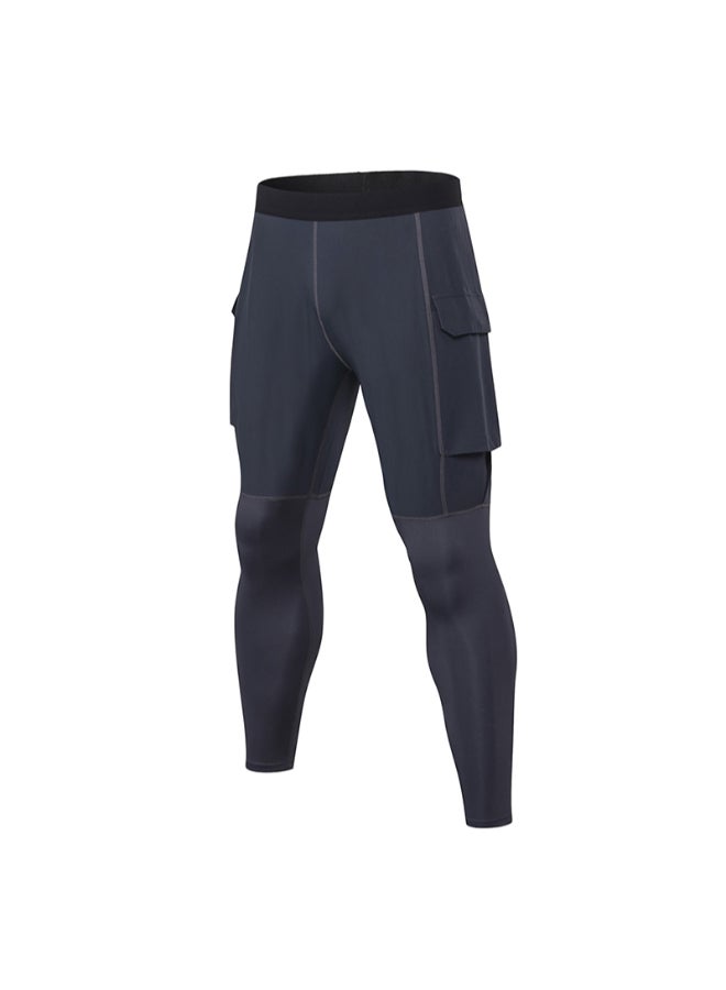 Elastic Waist Quickly Dry Sport Pants Grey - Image 1