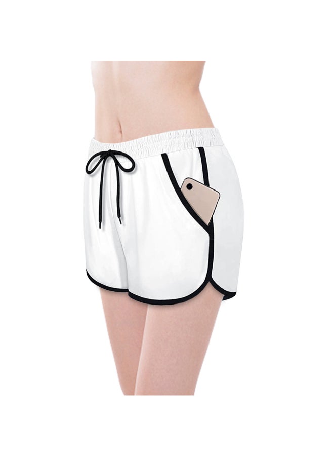 Elastic Waist Side Pocket Sportswear Shorts White/Grey