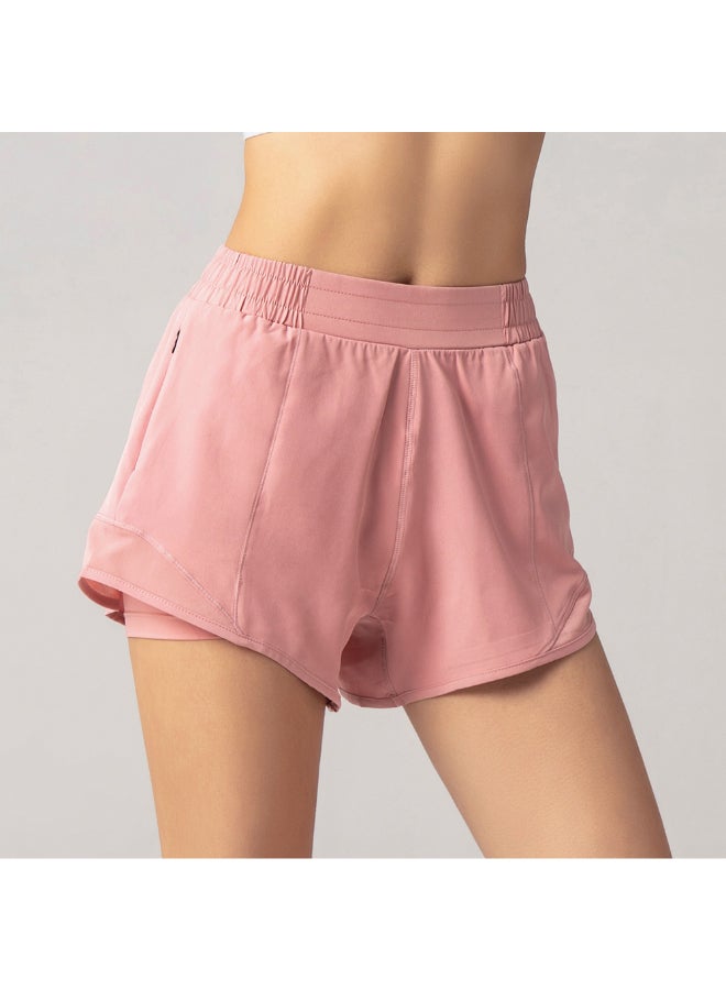 2-In-1 Compression Quick Dry Sportswear Shorts Pink - Image 1