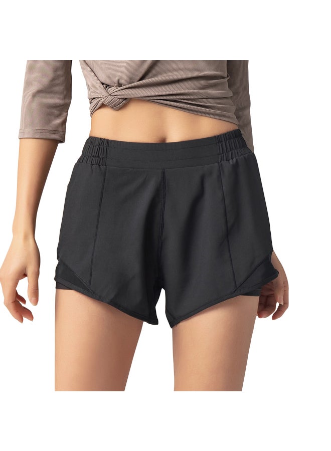 2-In-1 Compression Quick Dry Sportswear Shorts Black - Image 1