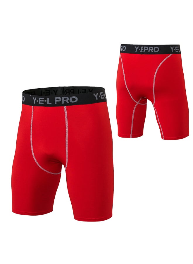 3-Piece Compression Quick Drying Workout Shorts Set Blue/Black/red - Image 2