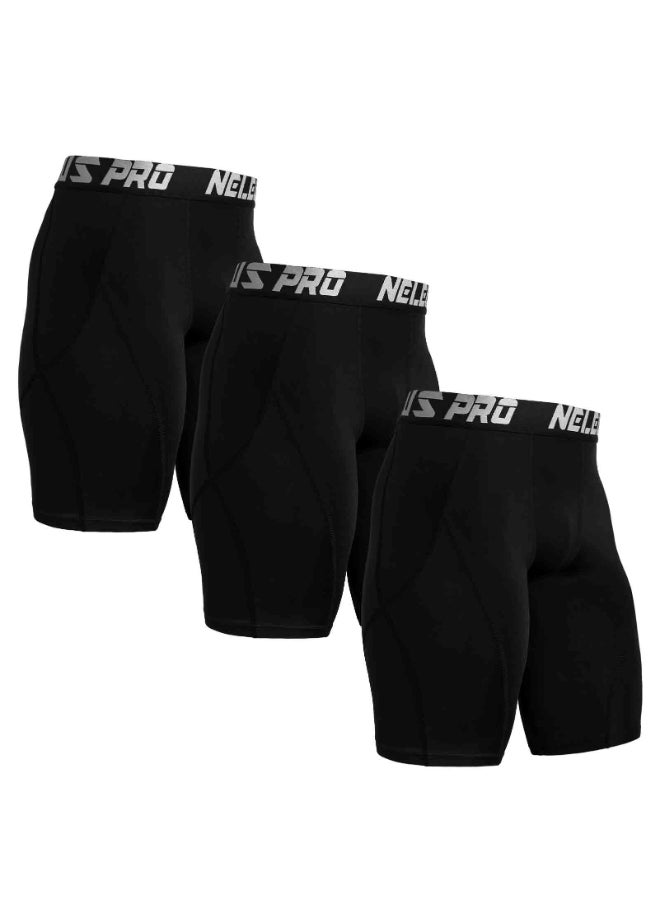 3-Piece Compression Quick Drying Workout Shorts Set Ebony Black - Image 2
