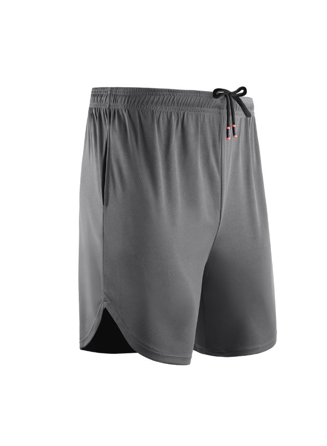 2-In-1 Compression Quick Dry Side Pocket Sportswear Shorts Grey - Image 1