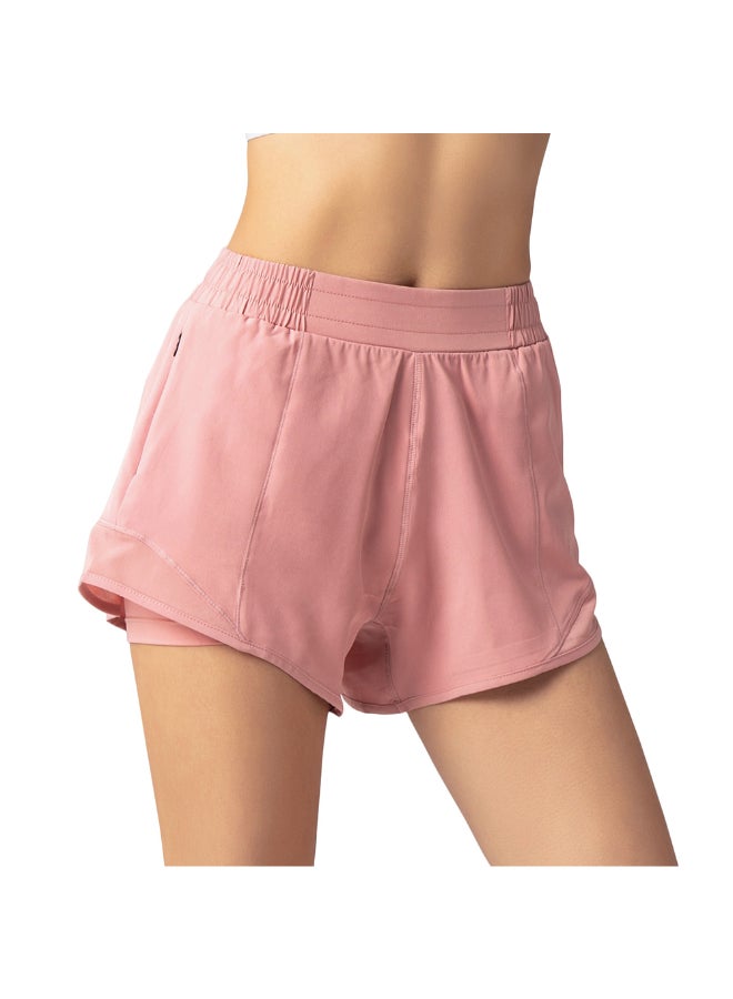 2-In-1 Compression Quick Dry Sportswear Shorts Pink - Image 1