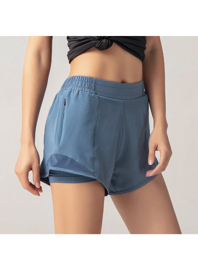 2-In-1 Compression Quick Dry Sportswear Shorts Blue - Image 3