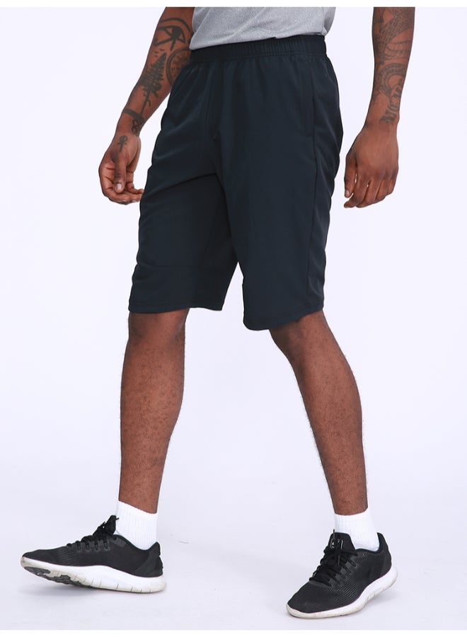 Quick Drying Elastic Waist Side Pocket Sportswear Shorts Black - Image 3